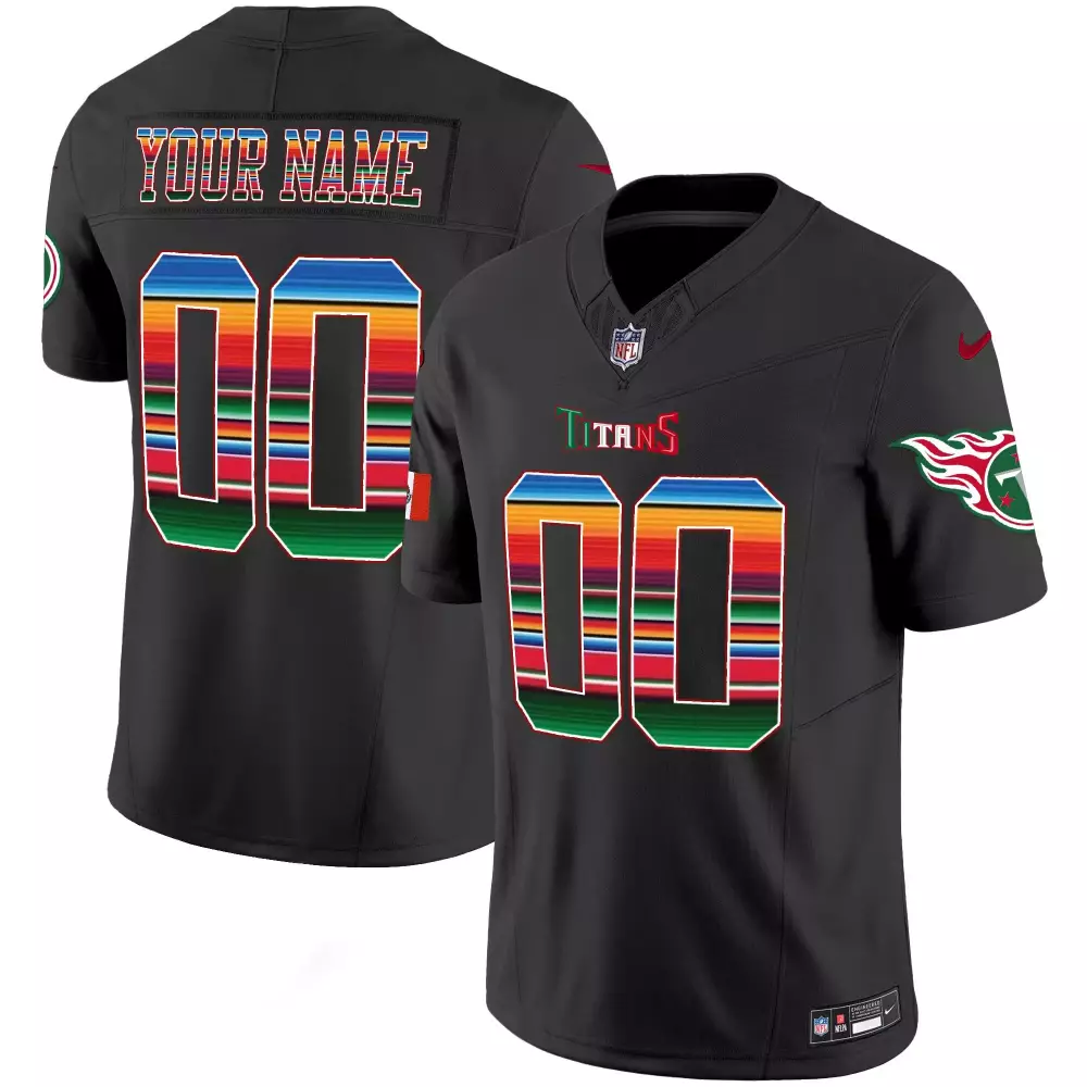 Custom Titans Jersey Black Hispanic Heritage Men Fútbol Design Red Green Blue Yellow