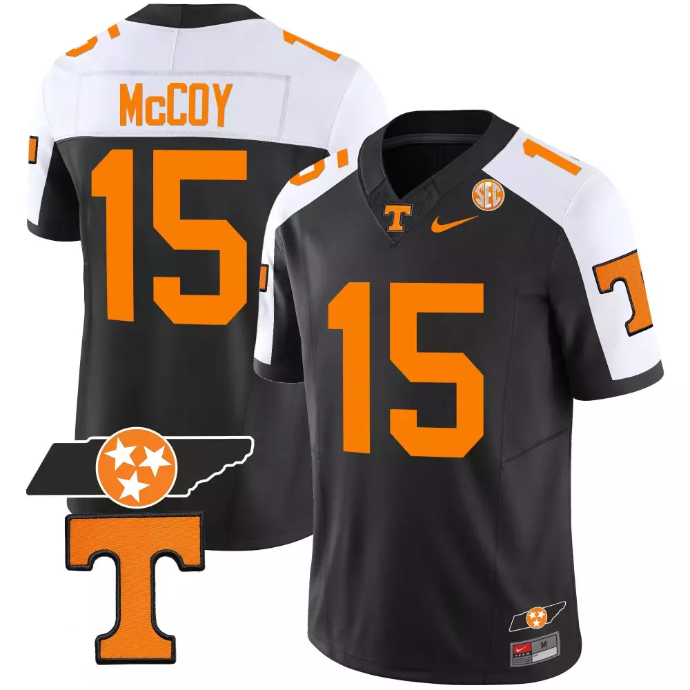 Bru Mccoy 15 Tennessee Volunteers Jersey Black Men White Orange Alternate v2 Stitched