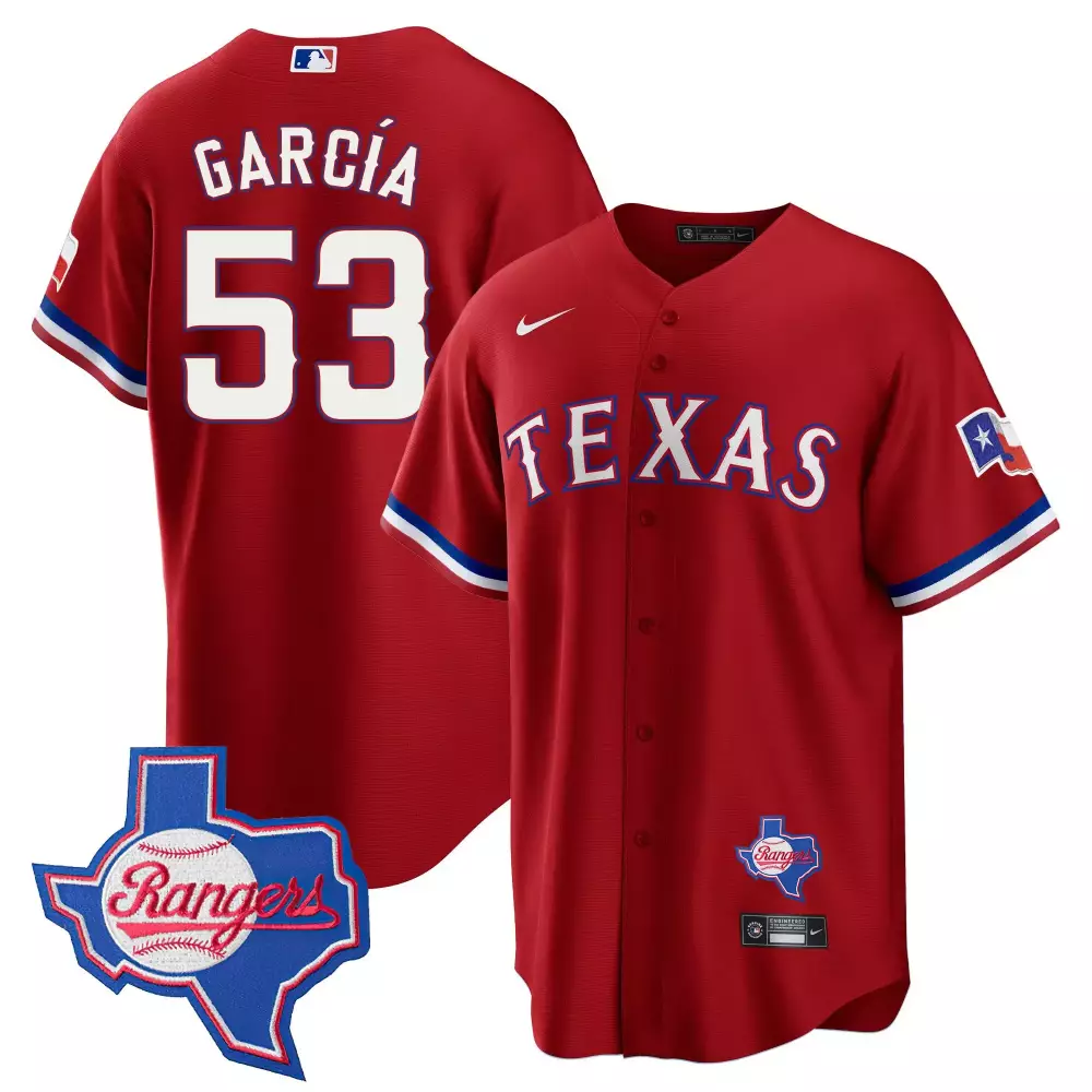 Adolis Garca 53 Texas Rangers Jersey Red Men Button-down Blue White All Stitched