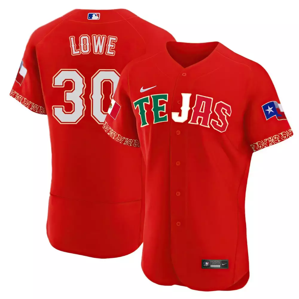 Lowe 30 Texas Rangers Jersey Red Mexico Flag Men White Green Blue All Stitched Vapor