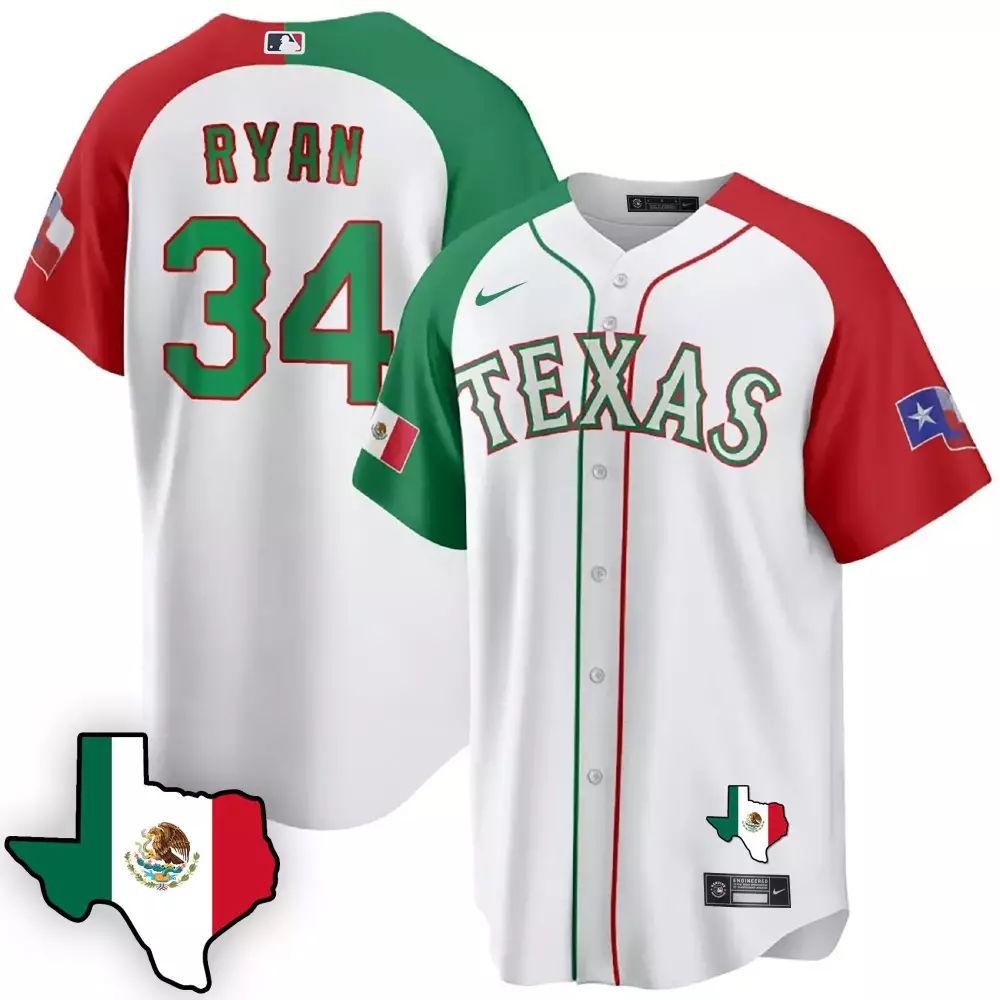Nolan Ryan 34 Texas Rangers Jersey White City Connect Mexico National Baseball Team 2023