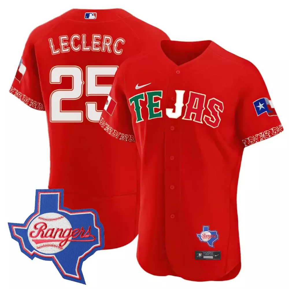 Jose Leclerc 25 Rangers Jersey Red City Connect Mexico Flag Texas 2023 Men White
