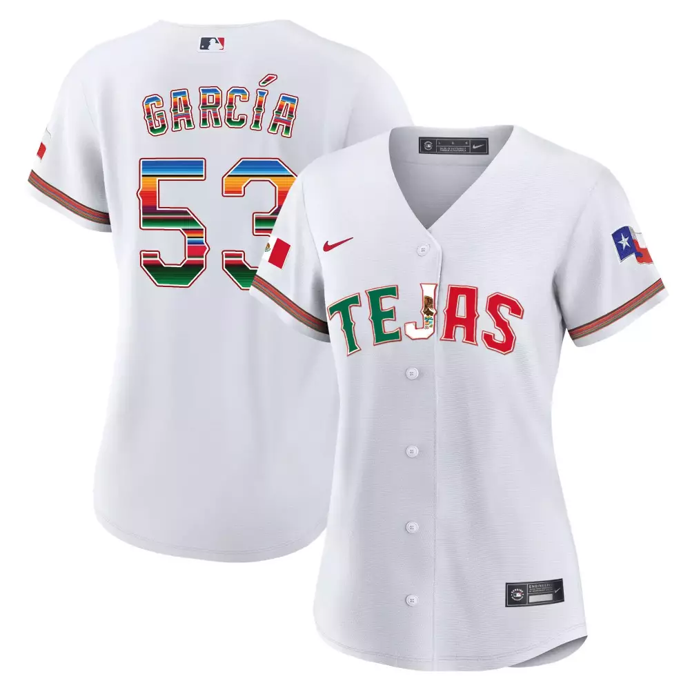 Adolis Garcia 53 Texas Rangers Jersey White City Connect Mexico Flag 2023 Men Custom Design