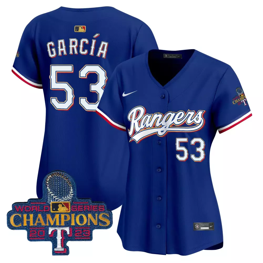 Adolis Garcia 53 Rangers Jersey Blue World Series Champions 2023 Men Red White Vapor