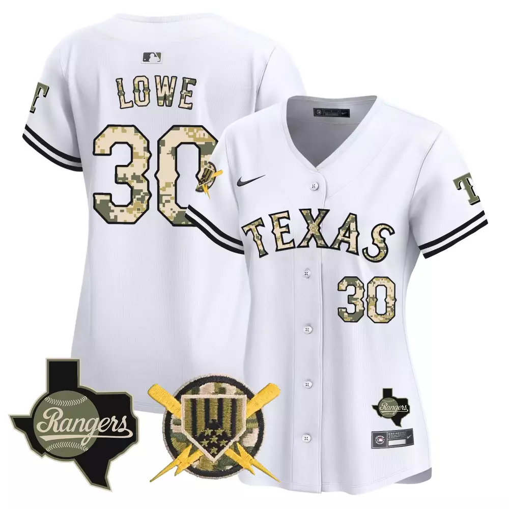 Nathaniel Lowe 30 Texas Rangers Jersey White Military Appreciation 2022 Men Custom Design