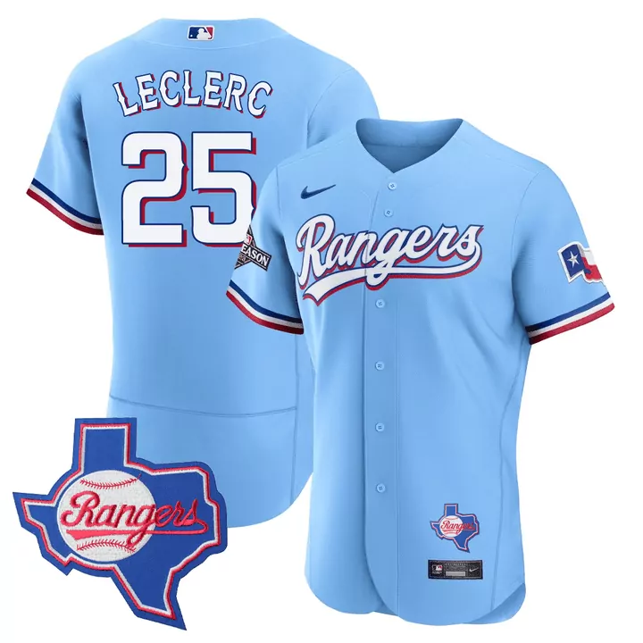 Jose Leclerc 25 Rangers Jersey Blue City Connect Season Texas Flag Men White Red