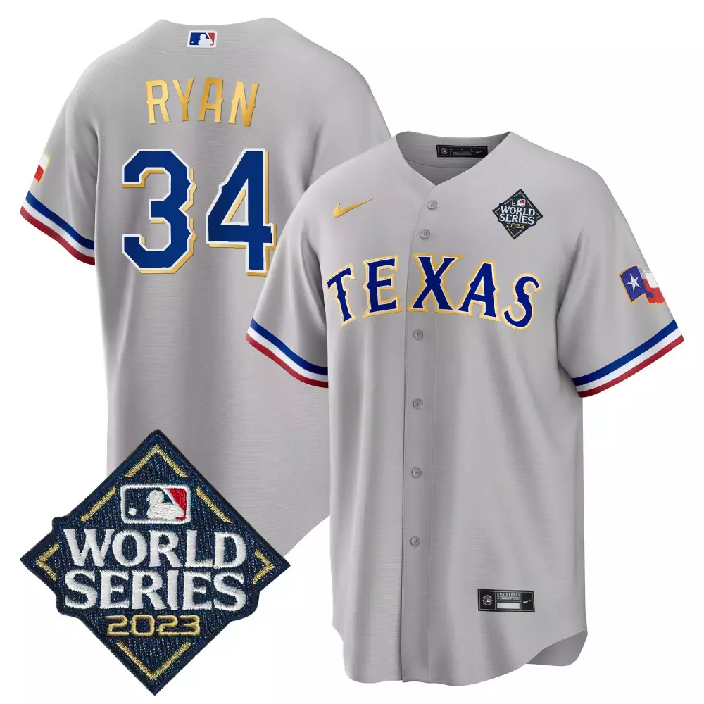 Nolan Ryan 34 Texas Rangers Jersey Gray World Series 2023 Men Blue Gold Red White