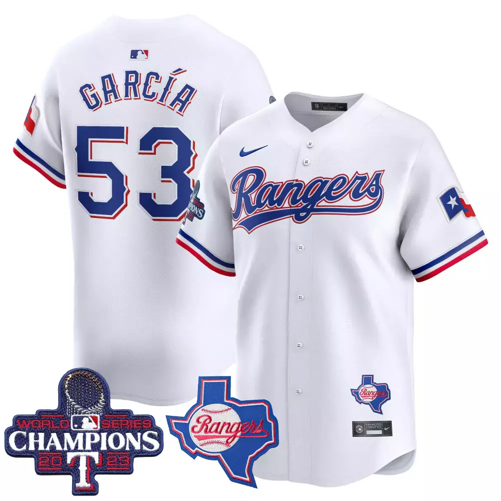Adolis Garcia 53 Rangers Jersey White World Series Champions 2023 Texas Men Blue