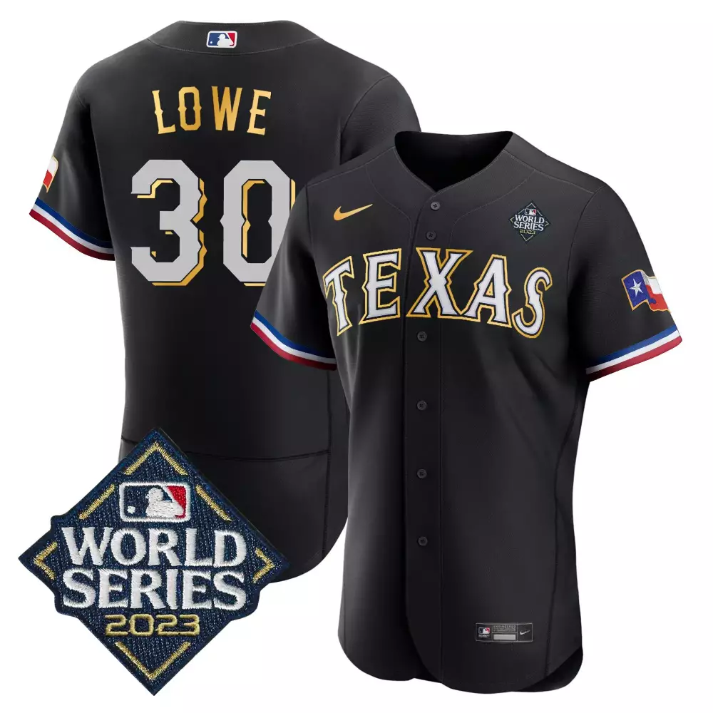 Lowe 30 Texas Rangers Jersey Black World Series 2023 Men White Gold Red Blue All