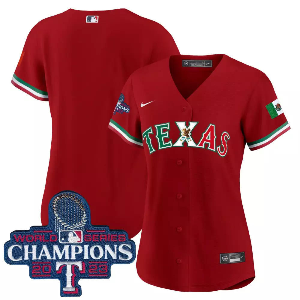 Custom Texas Rangers Jersey Red World Series Champions 2023 Men Button-up Green White