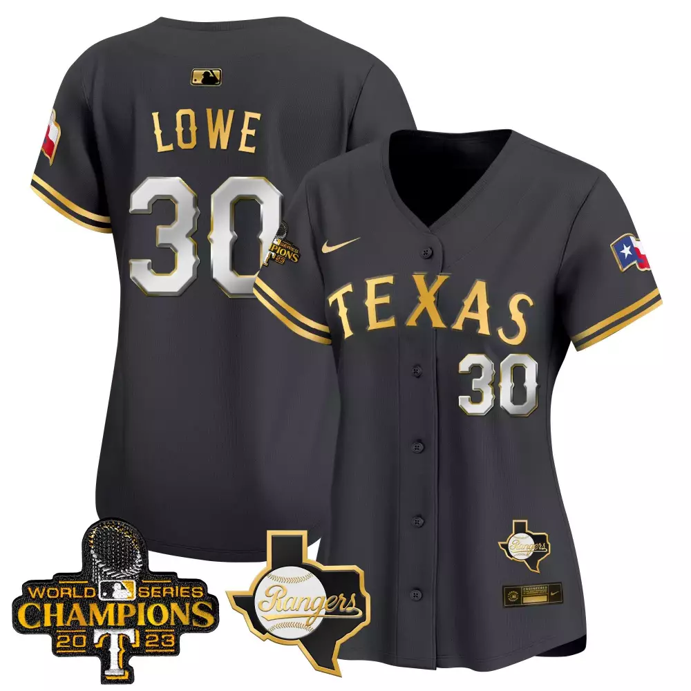 Nathaniel Lowe 30 Texas Rangers Jersey Black World Series Champions 2023 Men Gold