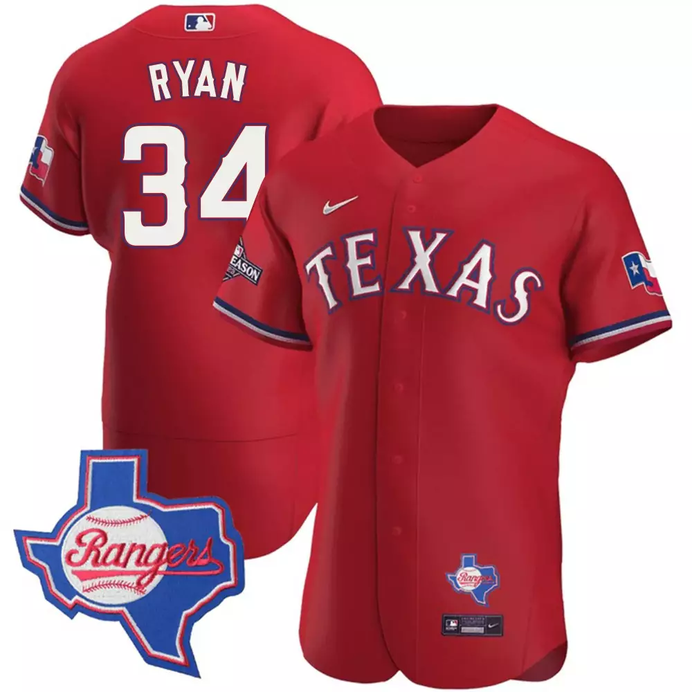 Nolan Ryan 34 Texas Rangers Jersey Red Blue White All Stitched Vapor
