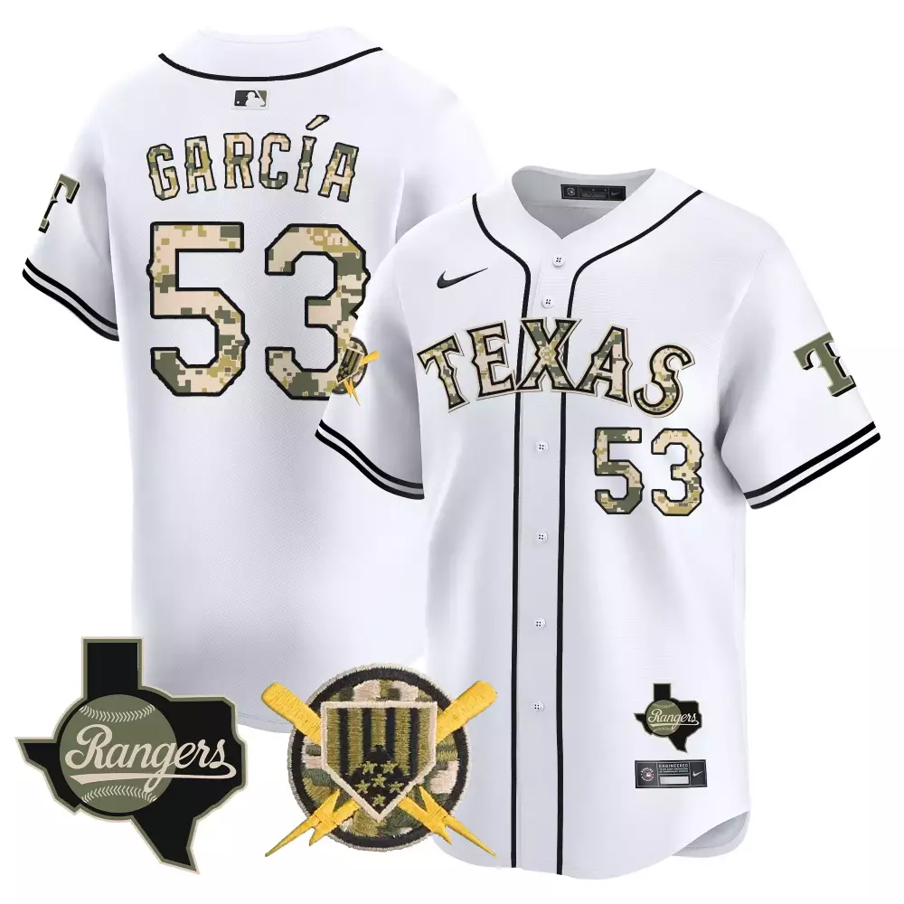 Adolis Garcia 53 Texas Rangers Jersey White Military Appreciation Camouflage Men