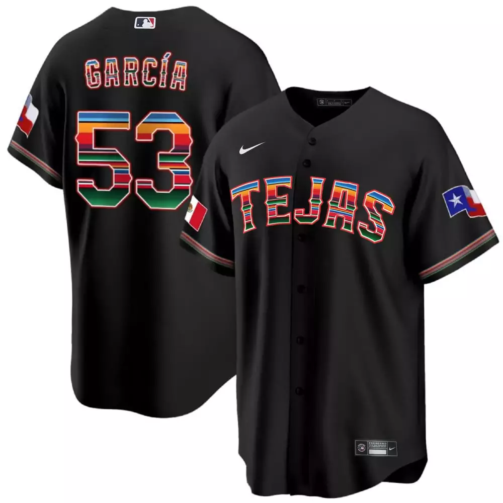 Adolis Garcia 53 Texas Rangers Jersey Black City Connect Mexico Flag 2023 Men Alternate
