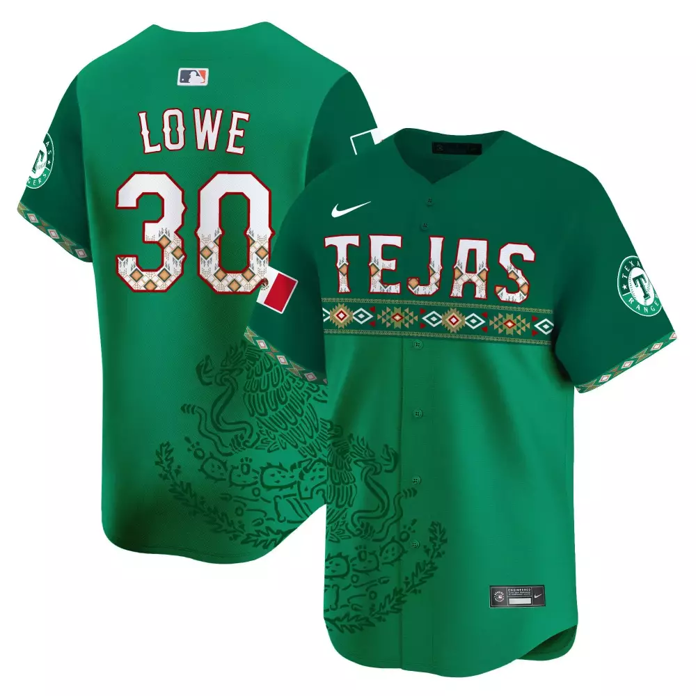 Lowe Tejas 30 Texas Rangers Jersey Green Mexico National Team Men Custom Design White