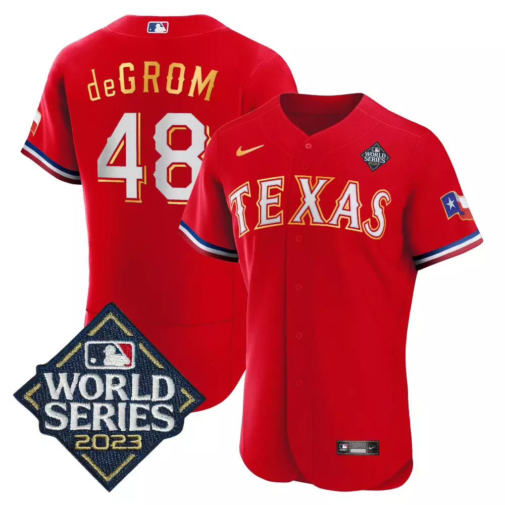 Jacob Degrom 48 Texas Rangers Jersey Red World Series 2023 Men White Blue Gold All