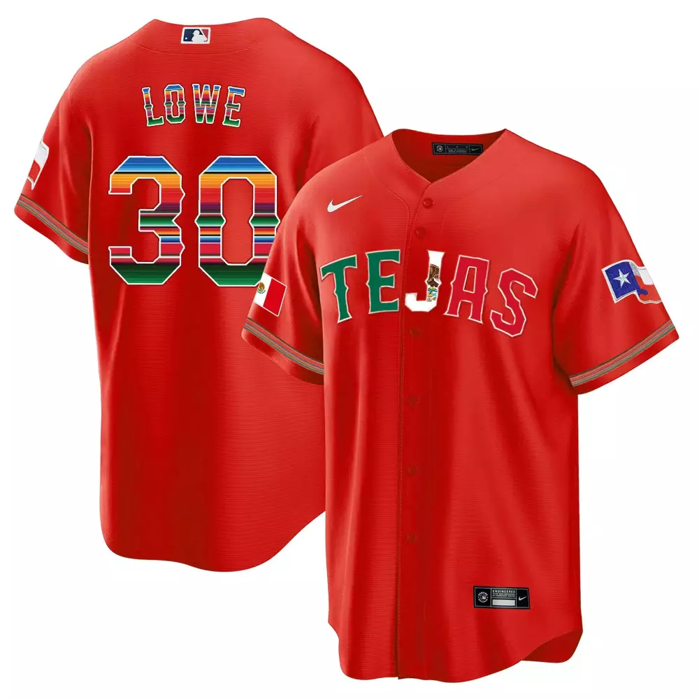 Nathaniel Lowe 30 Tejas Jersey Red Mexico Flag Texas Men Split Custom Design Green