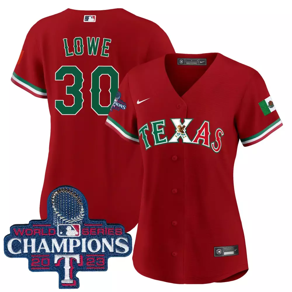 Lowe 30 Texas Jersey Red World Series Champions 2023 Men Green White All Stitched