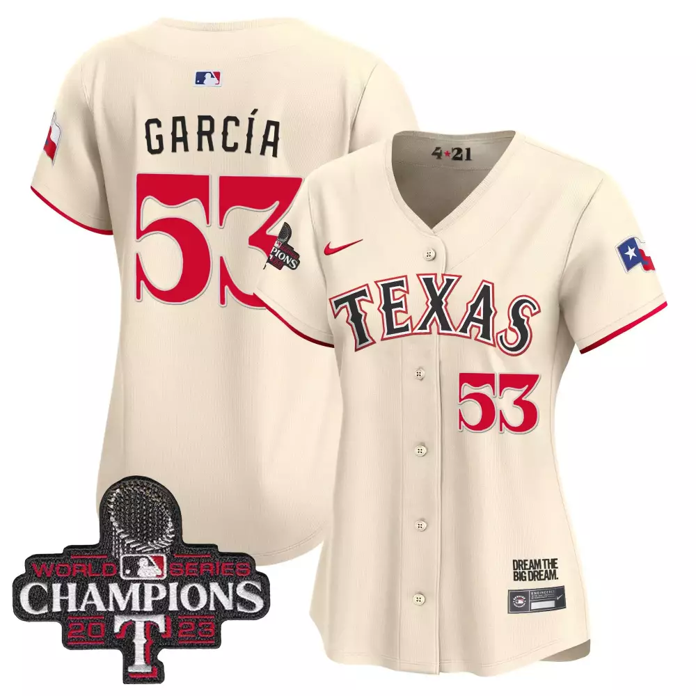Adolis Garcia 53 Texas Rangers Jersey Cream World Series Champions 2023 Men Red Black