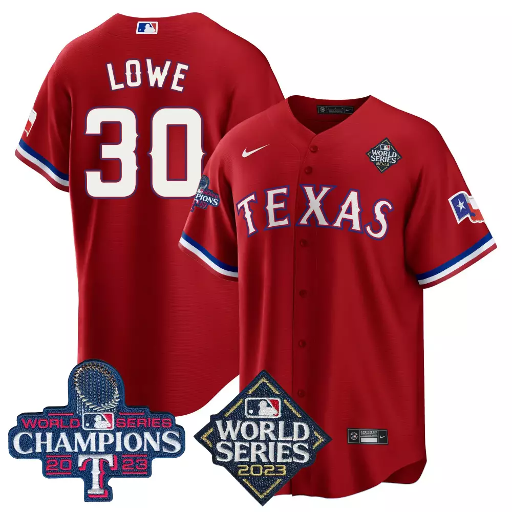 Nathaniel Lowe 30 Texas Rangers Jersey Red World Series 2023 Champions Men Blue White