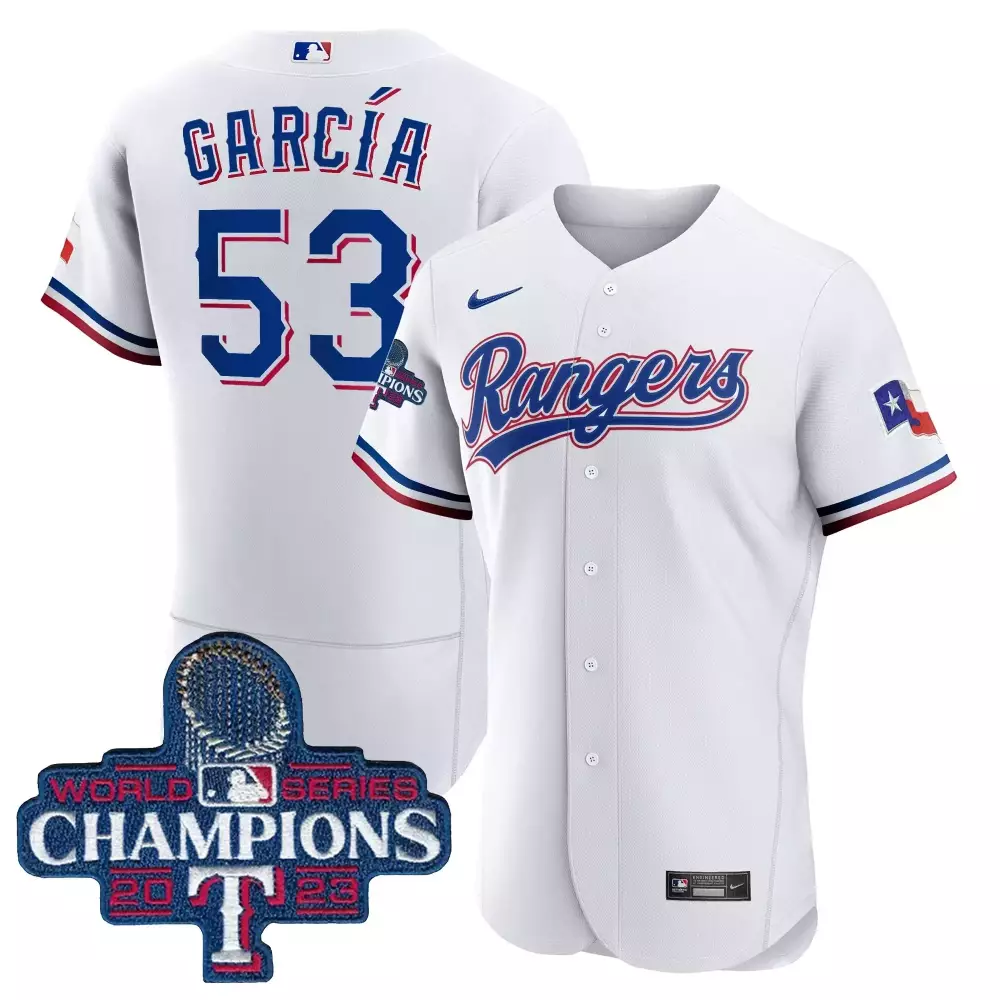 Adolis Garcia 53 Rangers Jersey White World Series Champions 2023 Men Blue Red All