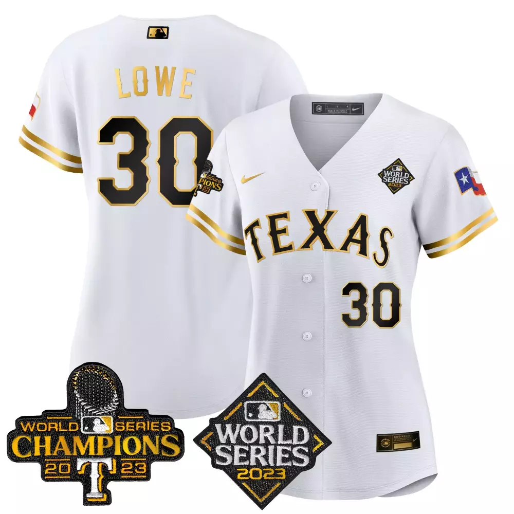 Nathaniel Lowe 30 Texas Rangers Jersey White 2023 World Series Champions Men Alternate