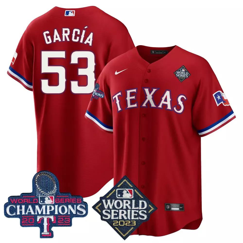 Adolis Garcia 53 Texas Rangers Jersey Red World Series 2023 Champions Men Blue White