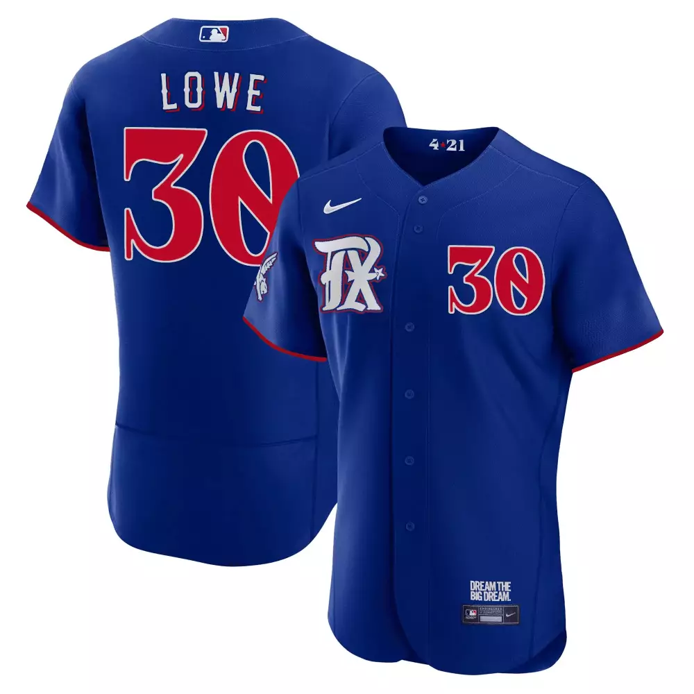 Nathaniel Lowe 30 Texas Rangers Jersey Blue Dream Big Men Red White Flex Collection
