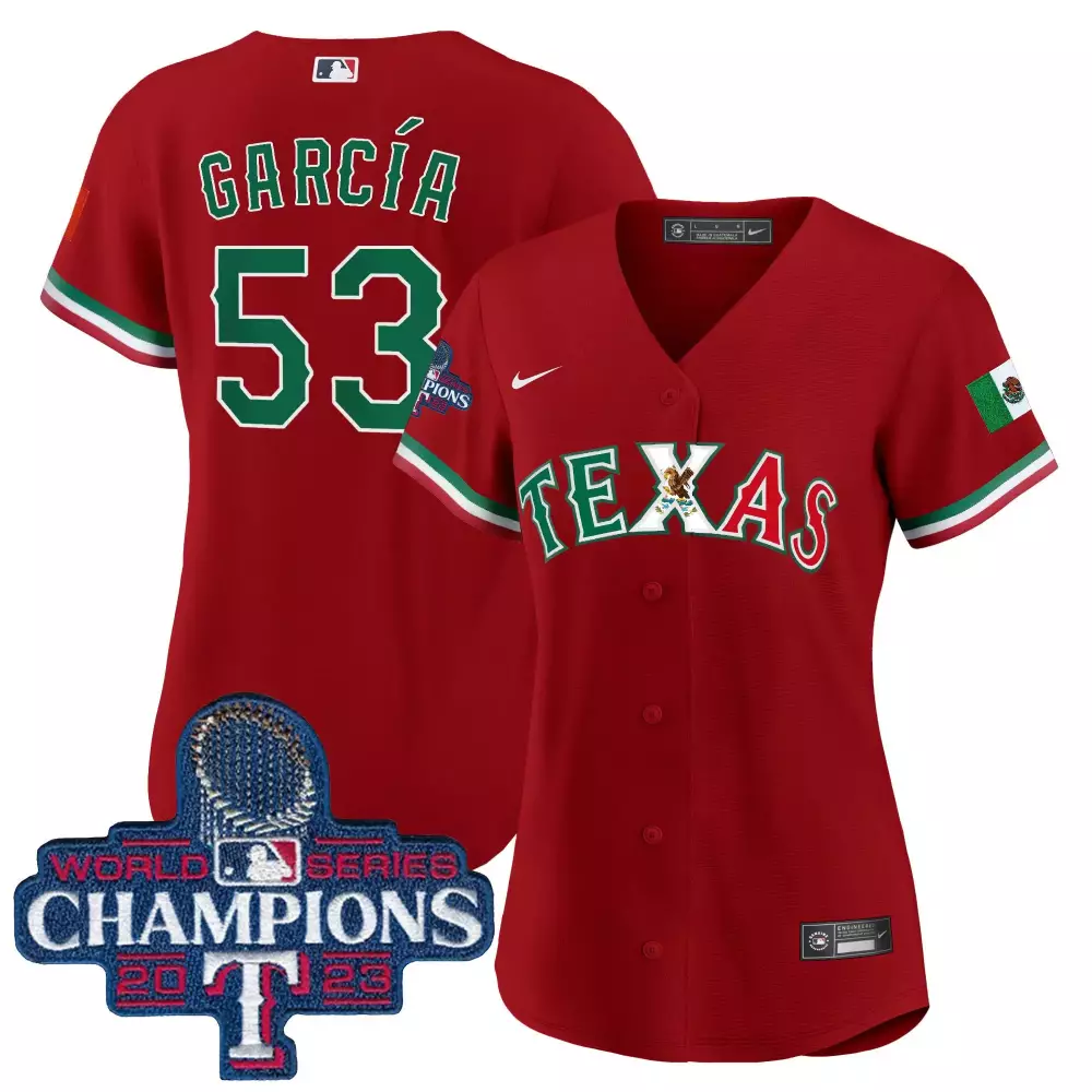 Adolis Garcia 53 Texas Rangers Jersey Red World Series Champions 2023 Men Green White