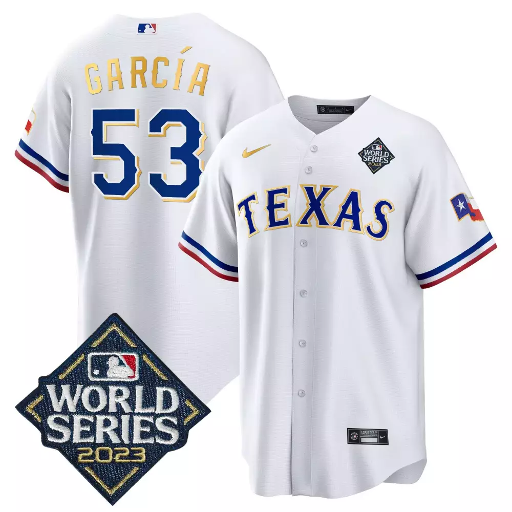 Adolis Garcia 53 Texas Rangers Jersey White World Series 2023 Men MLB Blue Red Gold