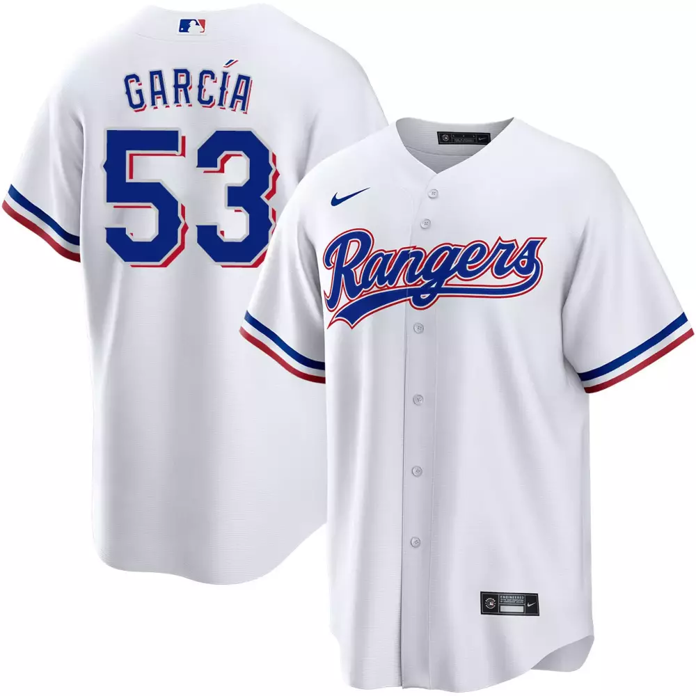 Adolis Garca 53 Rangers Jersey White Men Blue Red All Stitched