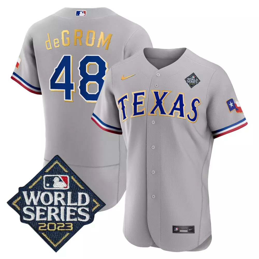 Jacob Degrom 48 Texas Rangers Jersey Gray World Series 2023 Men Blue Red White Gold