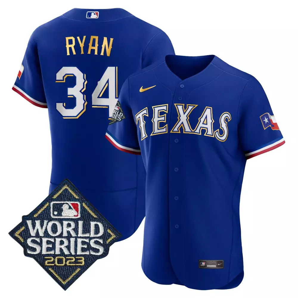 Nolan Ryan 34 Texas Rangers Jersey Royal Blue 2023 World Series Men White Red Navy