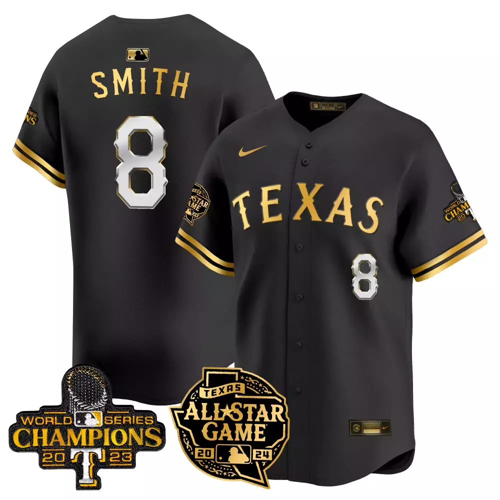 Smith 8 Texas Rangers Jersey Black World Series Champions 2023 All-star Game 2024