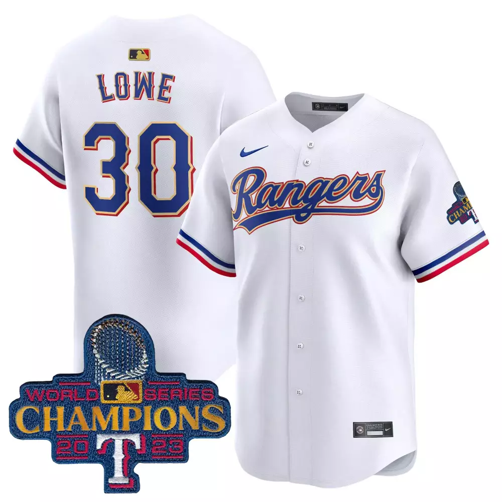 Nathaniel Lowe 30 Rangers Jersey White World Series Champions 2023 Men Blue Red Vapor
