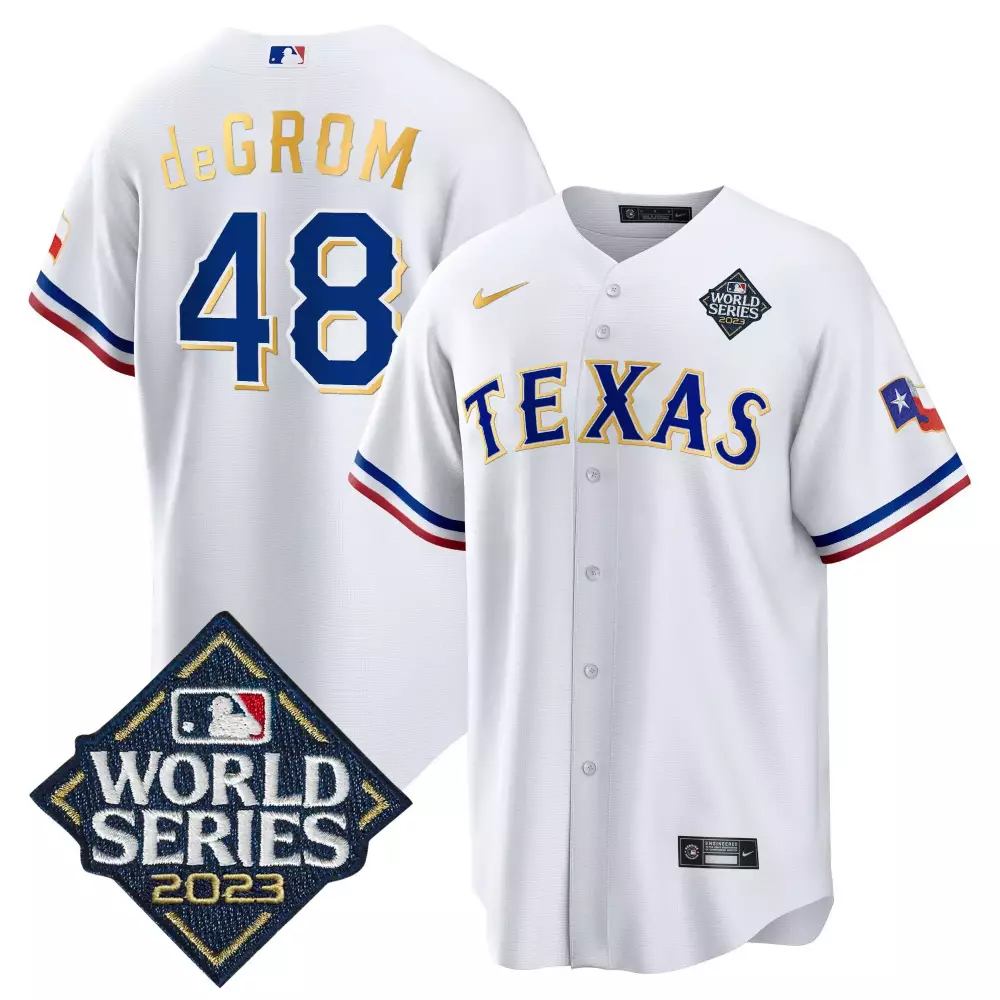Jacob Degrom 48 Texas Rangers Jersey White World Series 2023 Men Blue Red All Stitched
