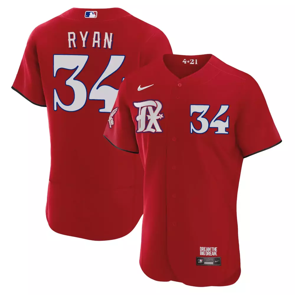 Nolan Ryan 34 Texas Rangers Jersey Red Men Blue White Flex Collection v3 All Stitched