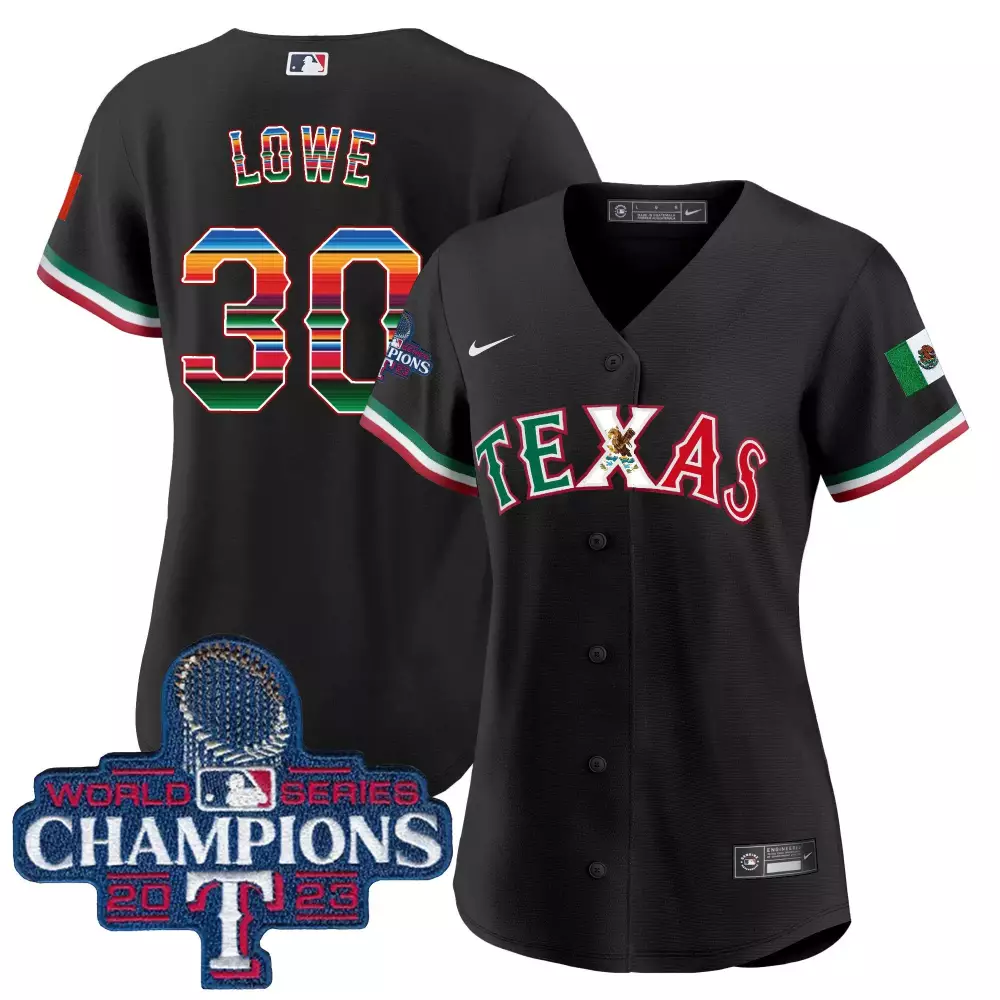 Nathaniel Lowe 30 Texas Jersey Black World Series Champions 2023 Men Split Design