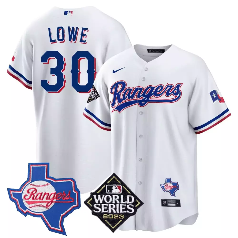 Nathaniel Lowe 30 Rangers Jersey White Texas World Series 2023 Men Blue Red Cool