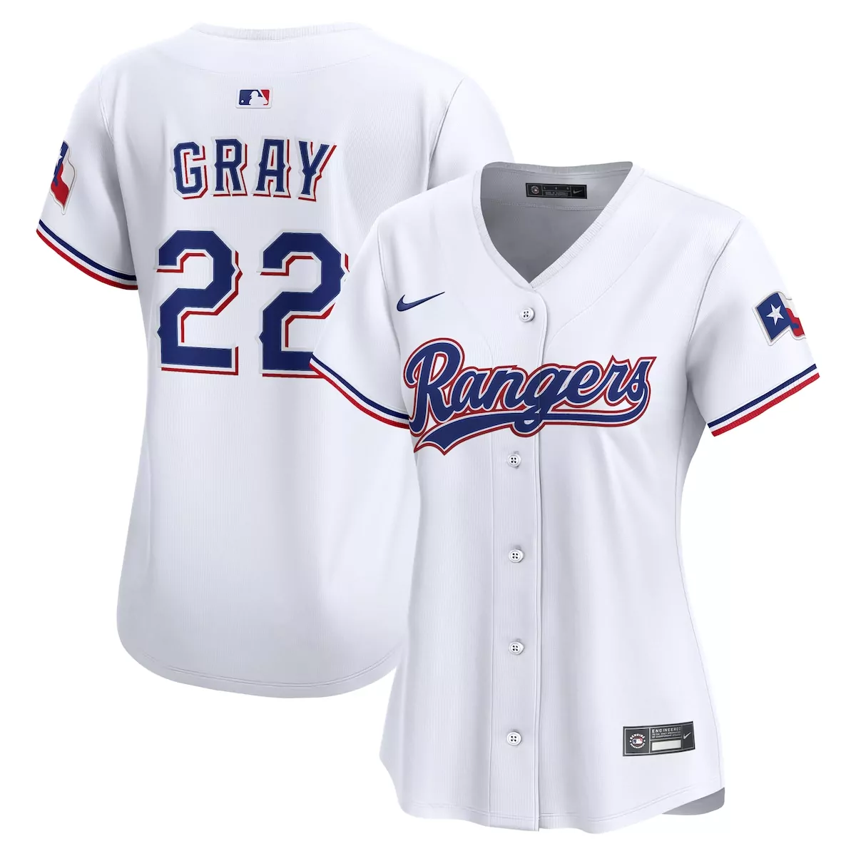 Gray 22 Rangers Jersey White Women Blue Red Home Limited
