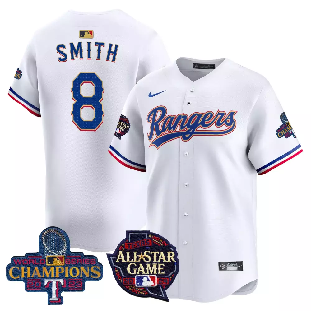 Smith 8 Rangers Jersey White World Series Champions 2023 Texas All-star Game 2024