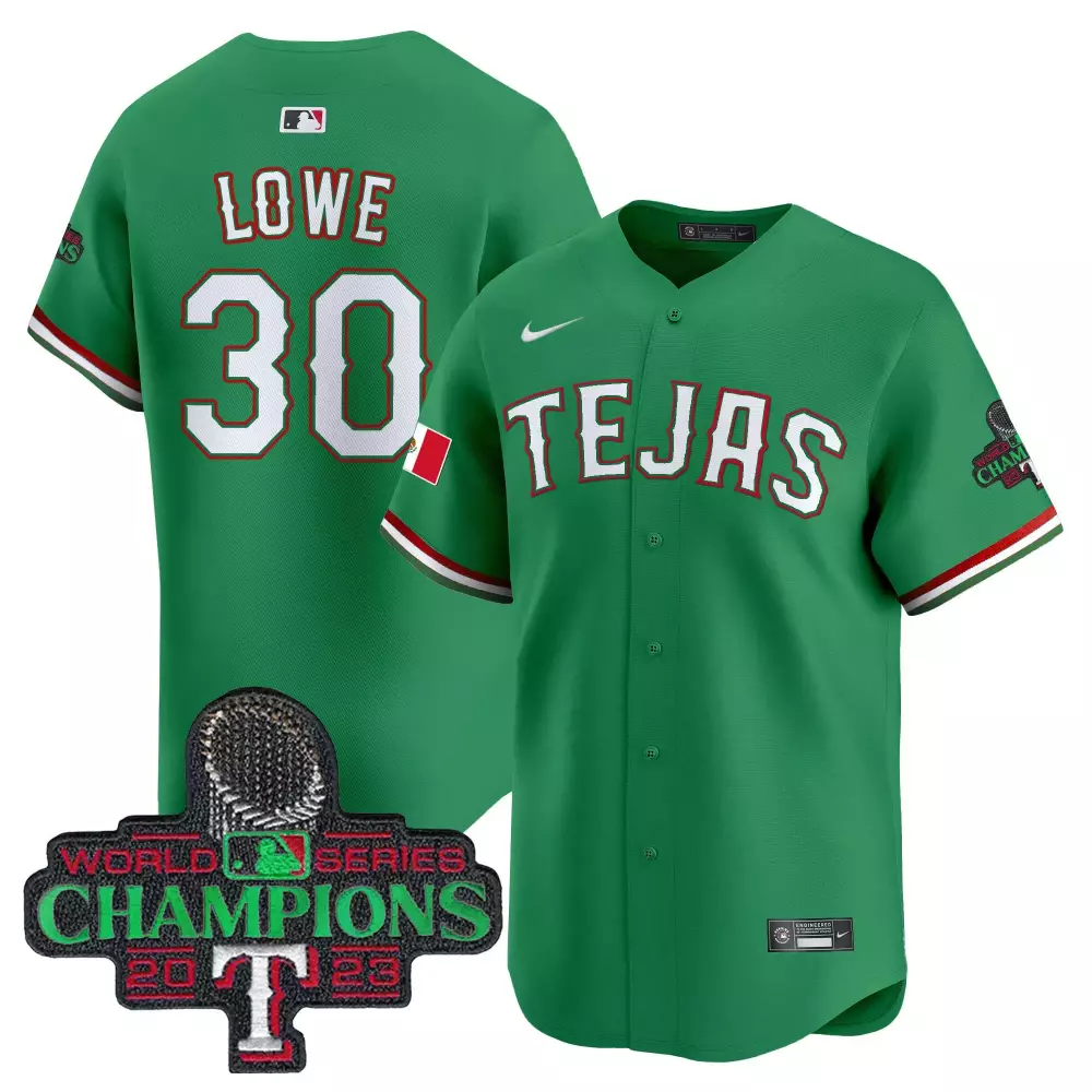 Nathaniel Lowe 30 Texas Rangers Jersey Green World Series Champions 2023 Men White