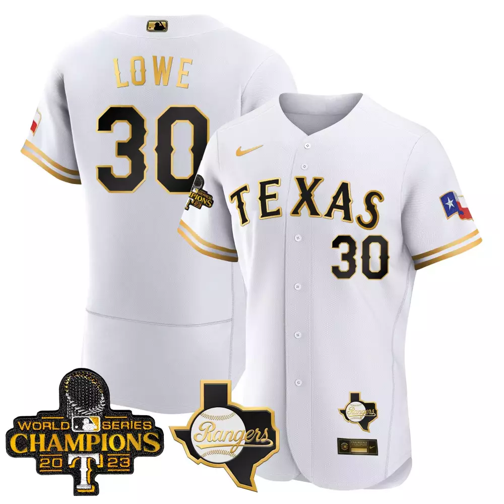 Nathaniel Lowe 30 Texas Rangers Jersey White World Series Champions 2023 Men Black