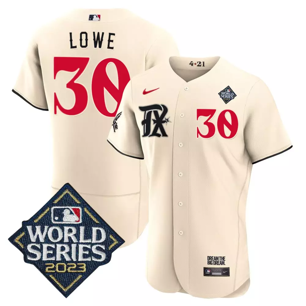 Nathaniel Lowe 30 Texas Rangers Jersey Cream World Series 2023 Men Red Black Flex