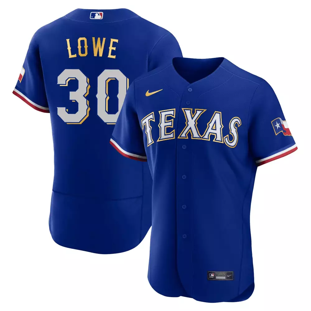 Lowe 30 Texas Rangers Jersey Royal Blue Men White Red Stitched