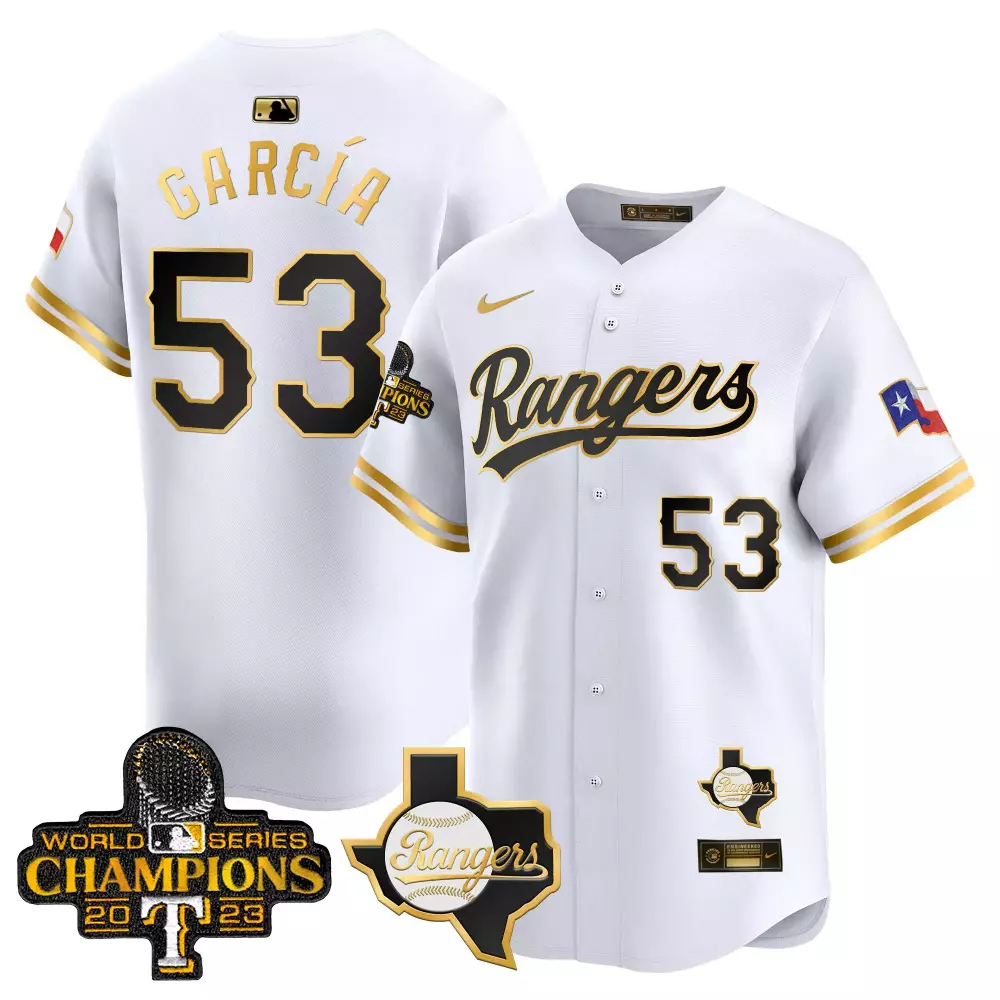 Adolis Garcia 53 Rangers Jersey White World Series Champions 2023 Texas Flag Men