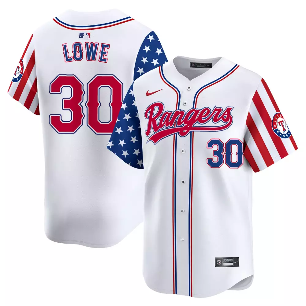 Nathaniel Lowe 30 Texas Rangers Jersey White Independence Day Men Alternate Split Design