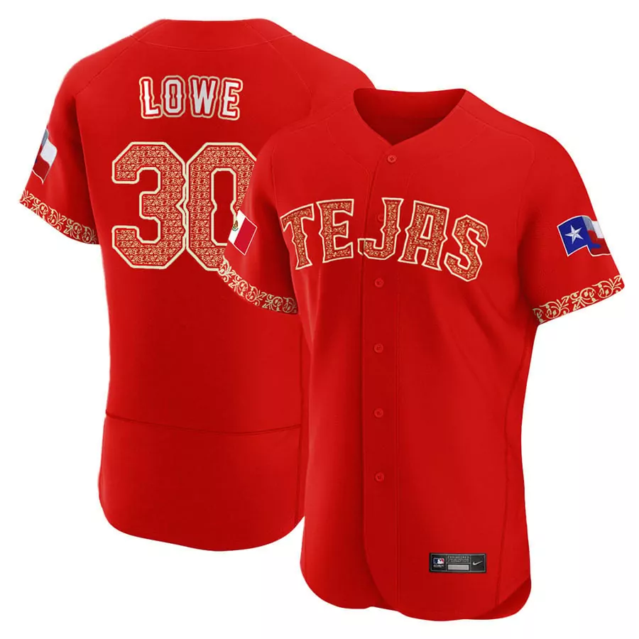 Nathaniel Lowe 30 Tejas Jersey Red City Connect Texas Flag Mexico 2024 Custom Design