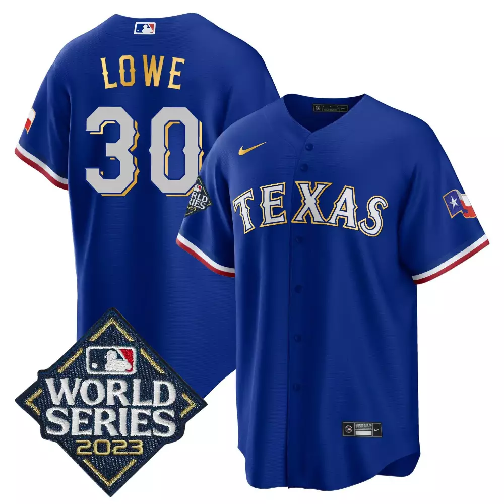 Lowe 30 Texas Jersey Blue World Series 2023 Men White Red All Stitched Vapor