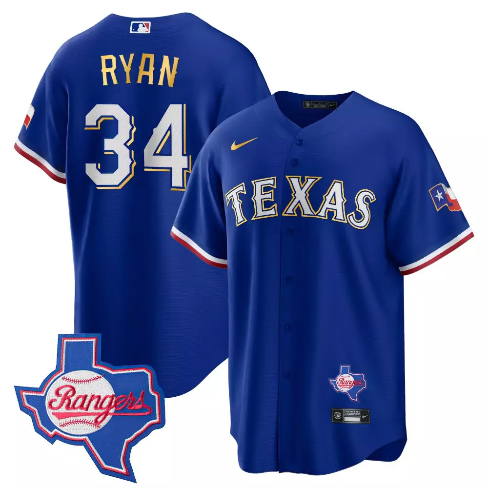 Nolan Ryan 34 Texas Rangers Jersey Royal Blue Men White Red All Stitched Vapor